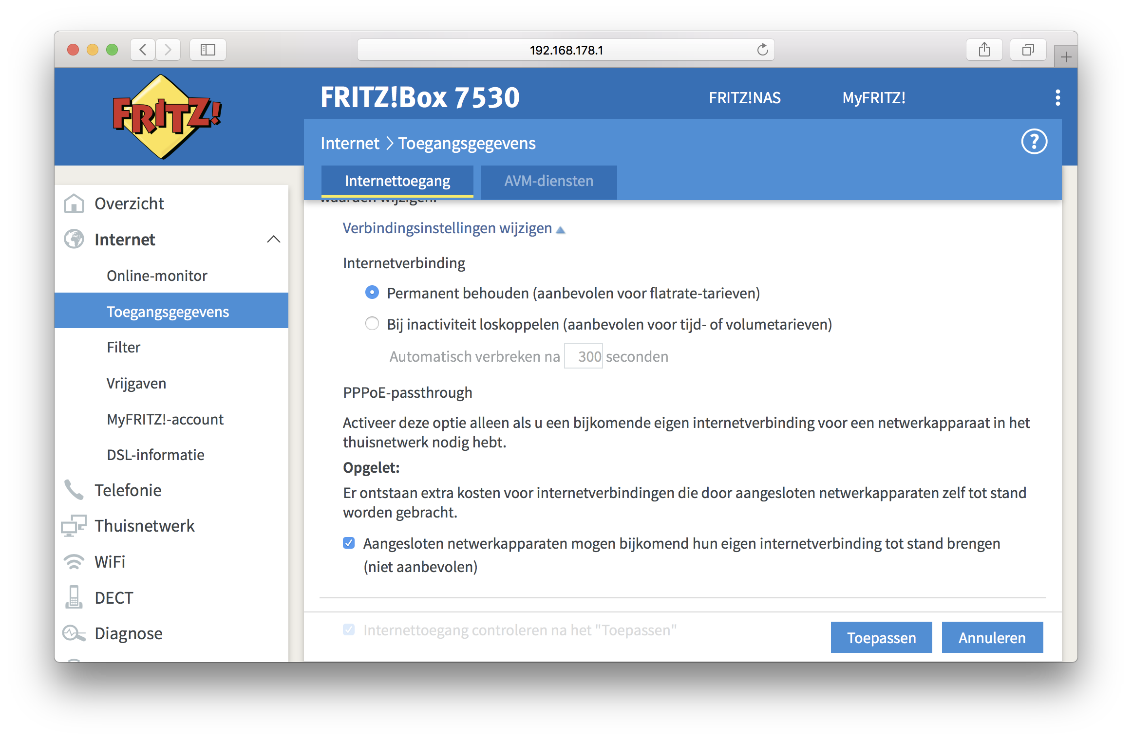 Hoe kan ik FRITZ!Box in bridge modus configureren